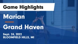 Marian  vs Grand Haven  Game Highlights - Sept. 24, 2022