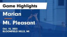 Marian  vs Mt. Pleasant  Game Highlights - Oct. 15, 2022