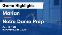 Marian  vs Notre Dame Prep  Game Highlights - Oct. 15, 2022