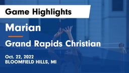 Marian  vs Grand Rapids Christian  Game Highlights - Oct. 22, 2022