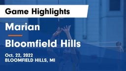 Marian  vs Bloomfield Hills  Game Highlights - Oct. 22, 2022