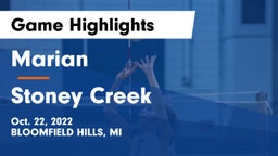 Marian  vs Stoney Creek  Game Highlights - Oct. 22, 2022