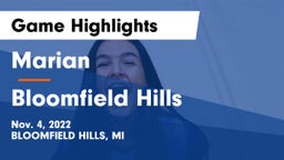 Marian  vs Bloomfield Hills  Game Highlights - Nov. 4, 2022