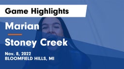 Marian  vs Stoney Creek  Game Highlights - Nov. 8, 2022