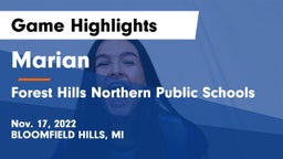 Marian  vs Forest Hills Northern Public Schools Game Highlights - Nov. 17, 2022