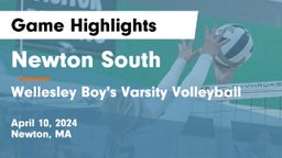 Newton South  vs Wellesley  Boy's Varsity Volleyball Game Highlights - April 10, 2024