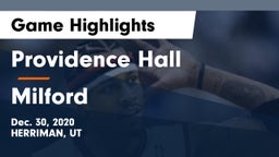 Providence Hall  vs Milford  Game Highlights - Dec. 30, 2020