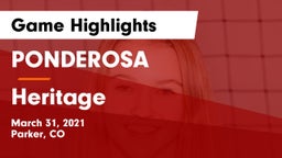 PONDEROSA  vs Heritage  Game Highlights - March 31, 2021
