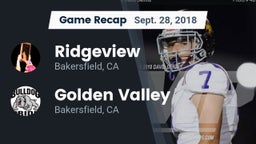 Recap: Ridgeview  vs. Golden Valley  2018
