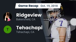 Recap: Ridgeview  vs. Tehachapi  2018