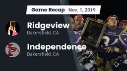 Recap: Ridgeview  vs. Independence  2019