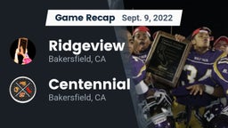 Recap: Ridgeview  vs. Centennial  2022