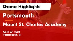 Portsmouth  vs Mount St. Charles Academy Game Highlights - April 27, 2022