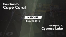 Matchup: Cape Coral vs. Cypress Lake  2016