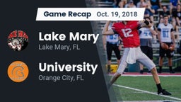 Recap: Lake Mary  vs. University  2018