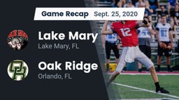 Recap: Lake Mary  vs. Oak Ridge  2020