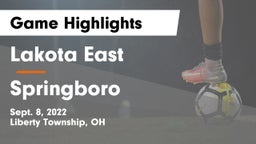 Lakota East  vs Springboro  Game Highlights - Sept. 8, 2022