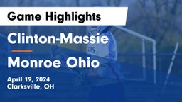 Clinton-Massie  vs Monroe  Ohio Game Highlights - April 19, 2024
