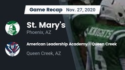 Recap: St. Mary's  vs. American Leadership Academy - Queen Creek 2020