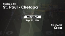 Matchup: Chetopa vs. Crest  2016