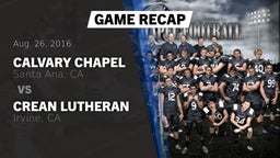 Calvary Chapel football highlights Recap: Calvary Chapel  vs. Crean Lutheran  2016