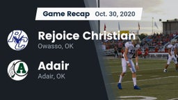 Recap: Rejoice Christian  vs. Adair  2020