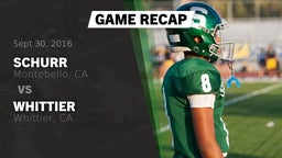 Recap: Schurr  vs. Whittier  2016