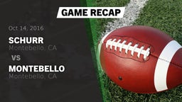 Recap: Schurr  vs. Montebello  2016