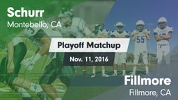 Matchup: Schurr vs. Fillmore  2016