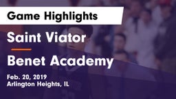 Saint Viator  vs Benet Academy  Game Highlights - Feb. 20, 2019