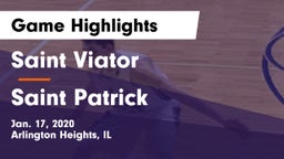 Saint Viator  vs Saint Patrick Game Highlights - Jan. 17, 2020
