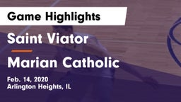 Saint Viator  vs Marian Catholic Game Highlights - Feb. 14, 2020