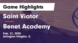 Saint Viator  vs Benet Academy  Game Highlights - Feb. 21, 2020