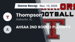 Recap: Thompson  vs. AHSAA 2ND ROUND PLAYOFFS 2020