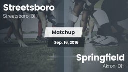 Matchup: Streetsboro vs. Springfield  2016