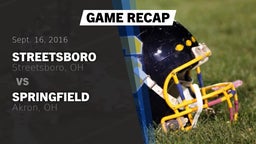 Recap: Streetsboro  vs. Springfield  2016