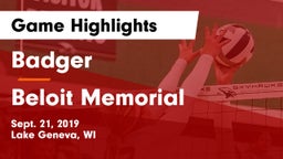 Badger  vs Beloit Memorial  Game Highlights - Sept. 21, 2019