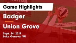 Badger  vs Union Grove  Game Highlights - Sept. 24, 2019