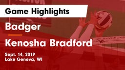 Badger  vs Kenosha Bradford Game Highlights - Sept. 14, 2019