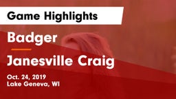 Badger  vs Janesville Craig Game Highlights - Oct. 24, 2019