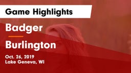 Badger  vs Burlington  Game Highlights - Oct. 26, 2019