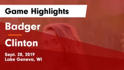 Badger  vs Clinton  Game Highlights - Sept. 28, 2019