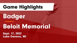 Badger  vs Beloit Memorial  Game Highlights - Sept. 17, 2022