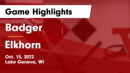 Badger  vs Elkhorn  Game Highlights - Oct. 15, 2022