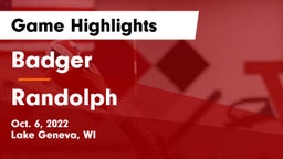 Badger  vs Randolph  Game Highlights - Oct. 6, 2022