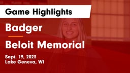 Badger  vs Beloit Memorial  Game Highlights - Sept. 19, 2023