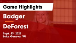 Badger  vs DeForest  Game Highlights - Sept. 23, 2023