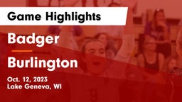Badger  vs Burlington  Game Highlights - Oct. 12, 2023