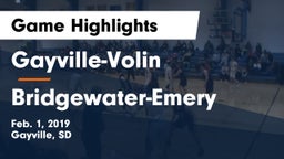 Gayville-Volin  vs Bridgewater-Emery Game Highlights - Feb. 1, 2019