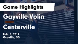 Gayville-Volin  vs Centerville Game Highlights - Feb. 8, 2019